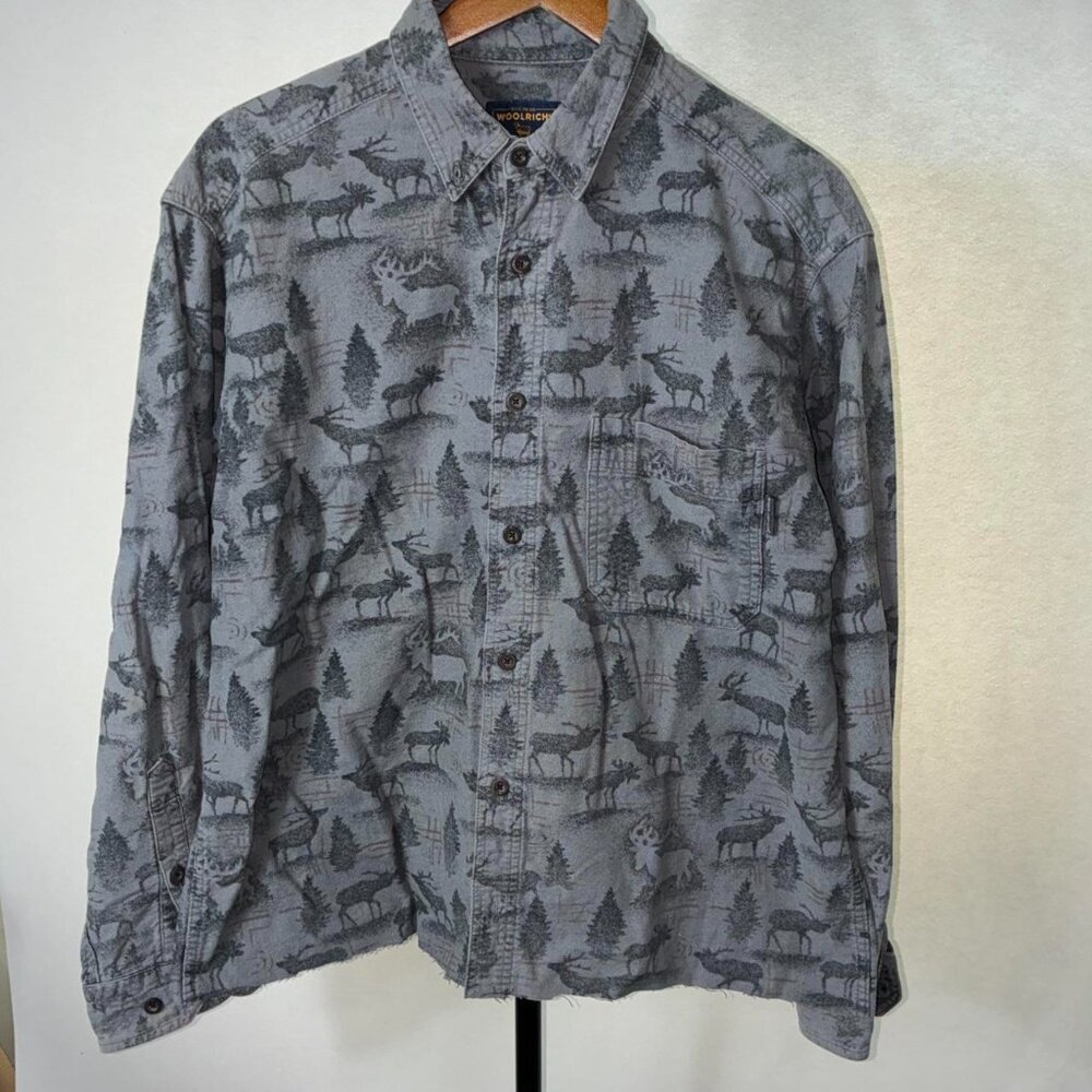 Grey Fleece Cropped Woolrich Button Up - image 2